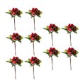 thumbnail image 3 of EeaseMX 10 piezas de tallos de plantas navideñas creativas para decoración, piñas artificiales, hojas huecas verdes, setas de granada pequeñas falsas, tallos de plantas para decoración del hogar DIY, 3 of 7