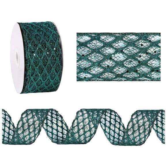 1Roll 10 Yards Glitter Mesh Wired Ribbon for Wedding Easter Mother's Day Valentine's Day Party Decoration,Sparkling Mesh Wired Ribbon for Valentines Gift Wrapping,Flower Bouquet Wrapping,DIY Craft