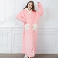 thumbnail image 2 of Homgro Women's Sherpa Fleece Robe House Coat Hoodie Flannel Fuzzy Oversized Thick Winter Warm Star Pockets Long Sleeve Soft Housecoat Bathrobe Full Length Pink X-Large, 2 of 5