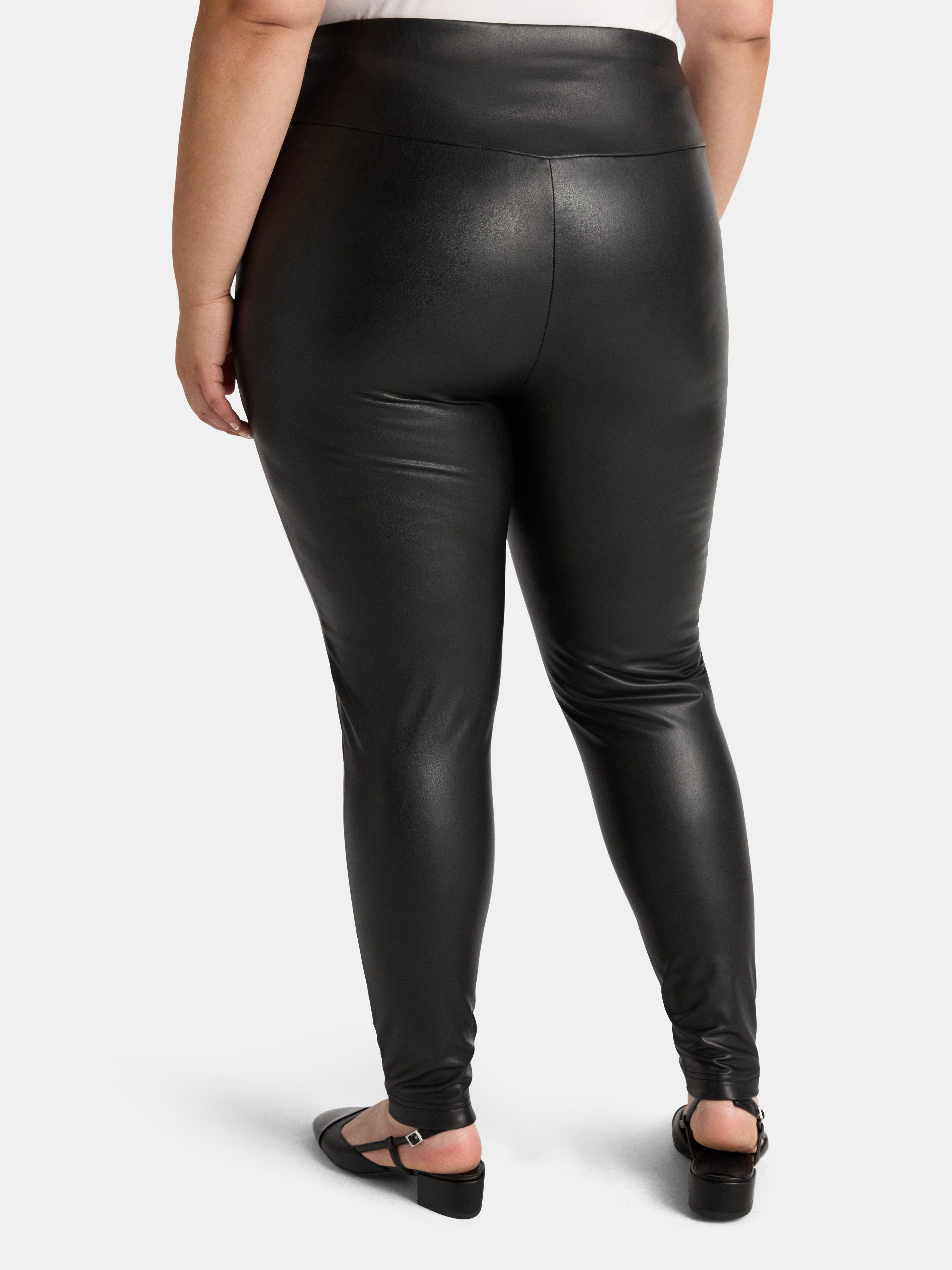 Terra & Sky Women's Plus Faux Leather Leggings, 22'' Inseam, Sizes 0X-5X