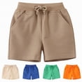 thumbnail image 2 of NOLDARES Toddler Baby Boy Solid Color Shorts Elastic Waist Casual Short Trousers Spring Summer Fall Short Pants(Green,2-3 Years), 2 of 9