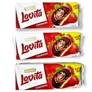 Roshen Lovita Jelly Cookies, Biscuits with Strawberry Flavored Jelly Filling 4.8 oz/135grams, Kosher, Pack of 3