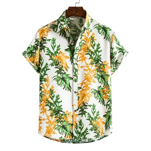 jovat Mens Hawaiian Shirt Short Sleeves Printed Button Down Summer Beach Shirts Tops