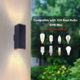 thumbnail image 6 of Mirrea 18 Inch Modern Outdoor Wall Sconce, 2-Light IP65 Waterproof Exterior Light, Rust-Resistant Aluminum Frame with Tempered Glass, Matte Black, 2-Pack, 6 of 8