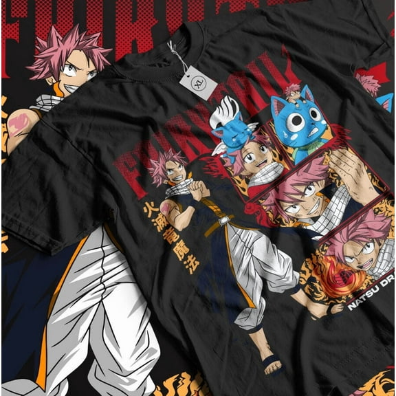 Reprint Rare Fairy Tail T-shirt Gray Fullbuster Natsu Dragneel Dragon Slayers Anime Shirt