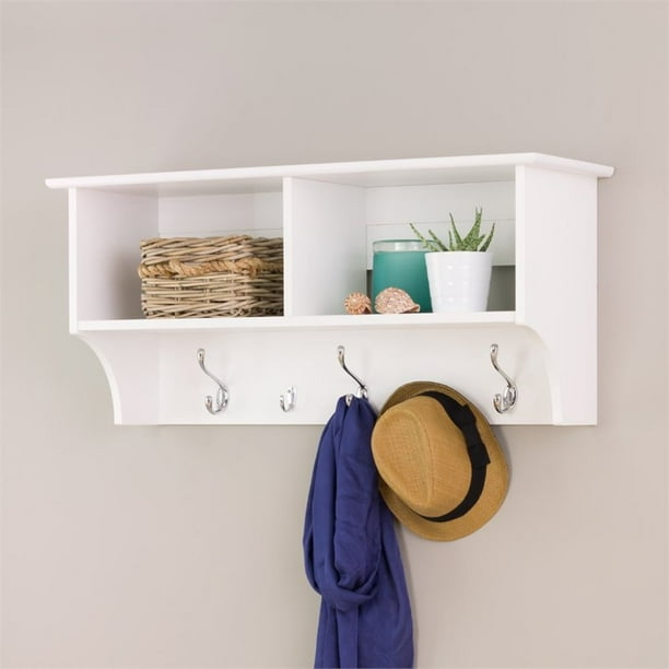 Wright Home Laminated Wooden 5 Hook Wall Coat Rack in White Finish 
