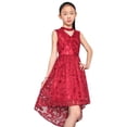 thumbnail image 4 of Girls Dress Burgundy Lace Halter Hi-low Dress Dancing Party 6 Years, 4 of 8