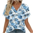 thumbnail image 2 of Womens Casual T Shirts Graphic Print Short Sleeve Tops V-Neck Loose Drop Shoulder Tee Summer Fashion Comfortable Blouses Tops, 2 of 7