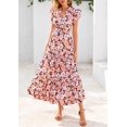 thumbnail image 3 of Vestido midi PRETTYGARDEN 2025 con estampado floral con cuello en V y volantes para mujer, 3 of 5