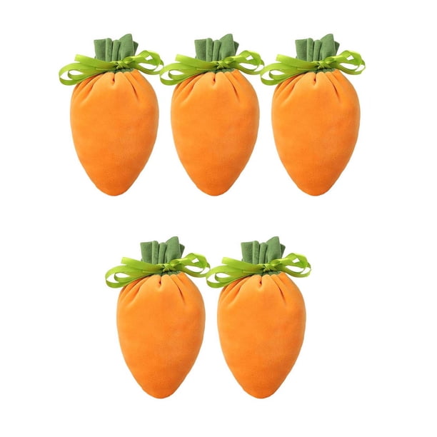 Bolsa De Regalo Paquete de 5 bolsas de regalo de zanahoria de terciopelo con cordón para recuerdos de fiesta de Pascua. JASKFLY