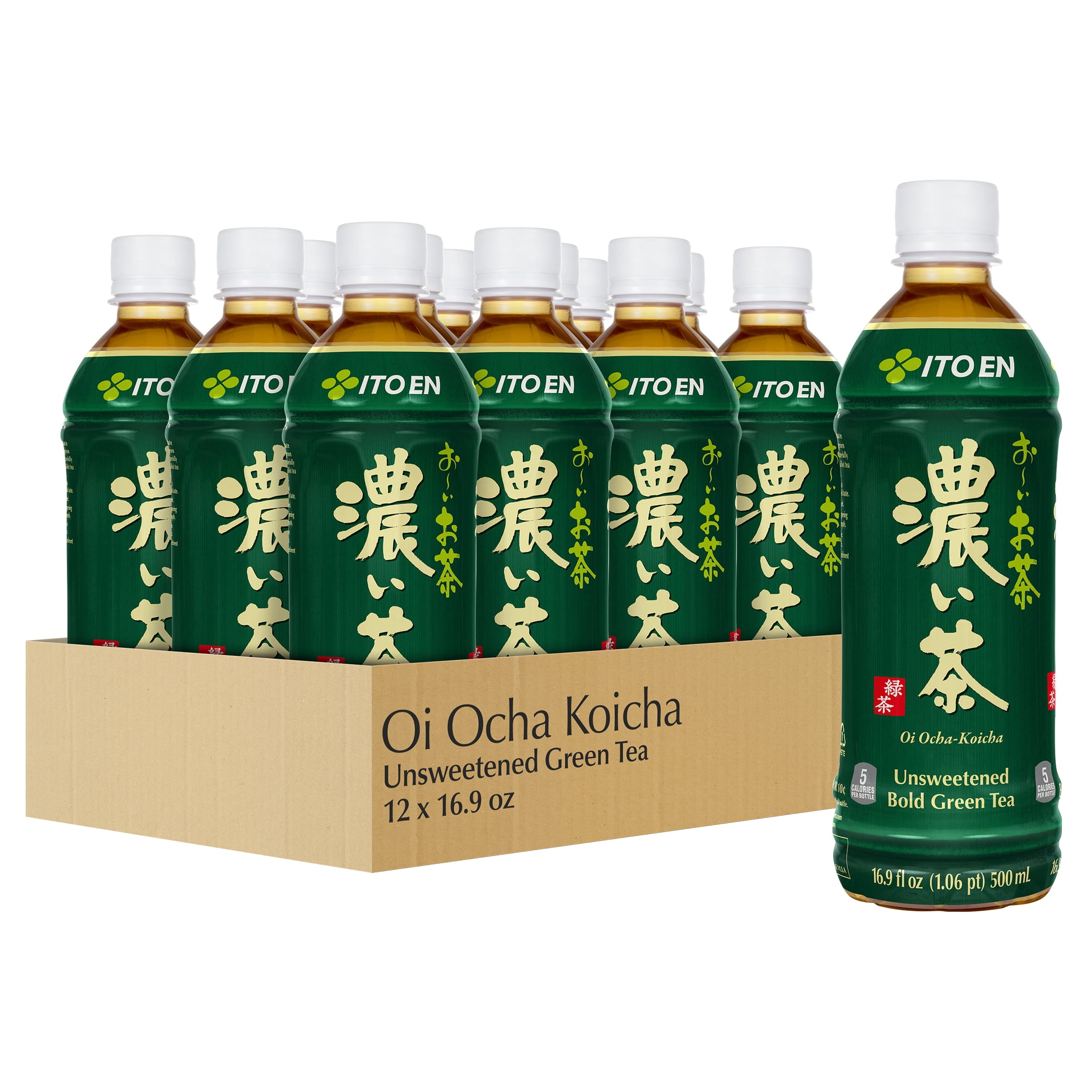 Ito En Oi Ocha Unsweetened Bold Green Tea, 16.9 fl oz Bottles (12-Pack)