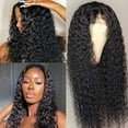 thumbnail image 4 of Deep Wave Human Hair Wig 4x4 Closure Glueless Wigs Human Hair Pre Plucked Pre Cut Lace Closure Glueless Wigs Elastic Band 200% Density Natural Color, 4 of 6