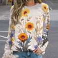 thumbnail image 2 of Watercolor Wildflowers Womens Casual Crewneck Sweatshirt Long Sleeve Tops Cute Pullover Loose Fit, 2 of 7