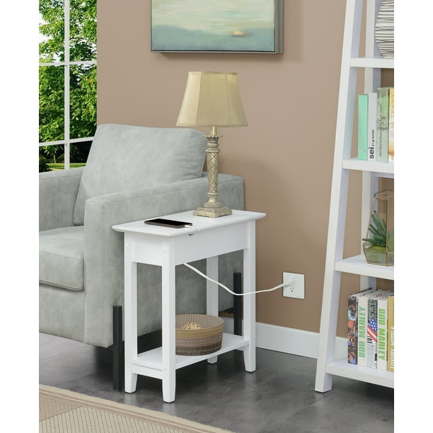 Convenience Concepts American Heritage Flip Top End Table with Charging