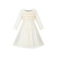 thumbnail image 1 of Robe Fille Beige Dentelle Florale Volant Perle Fête Concours Mariage 12 Ans, 1 of 7