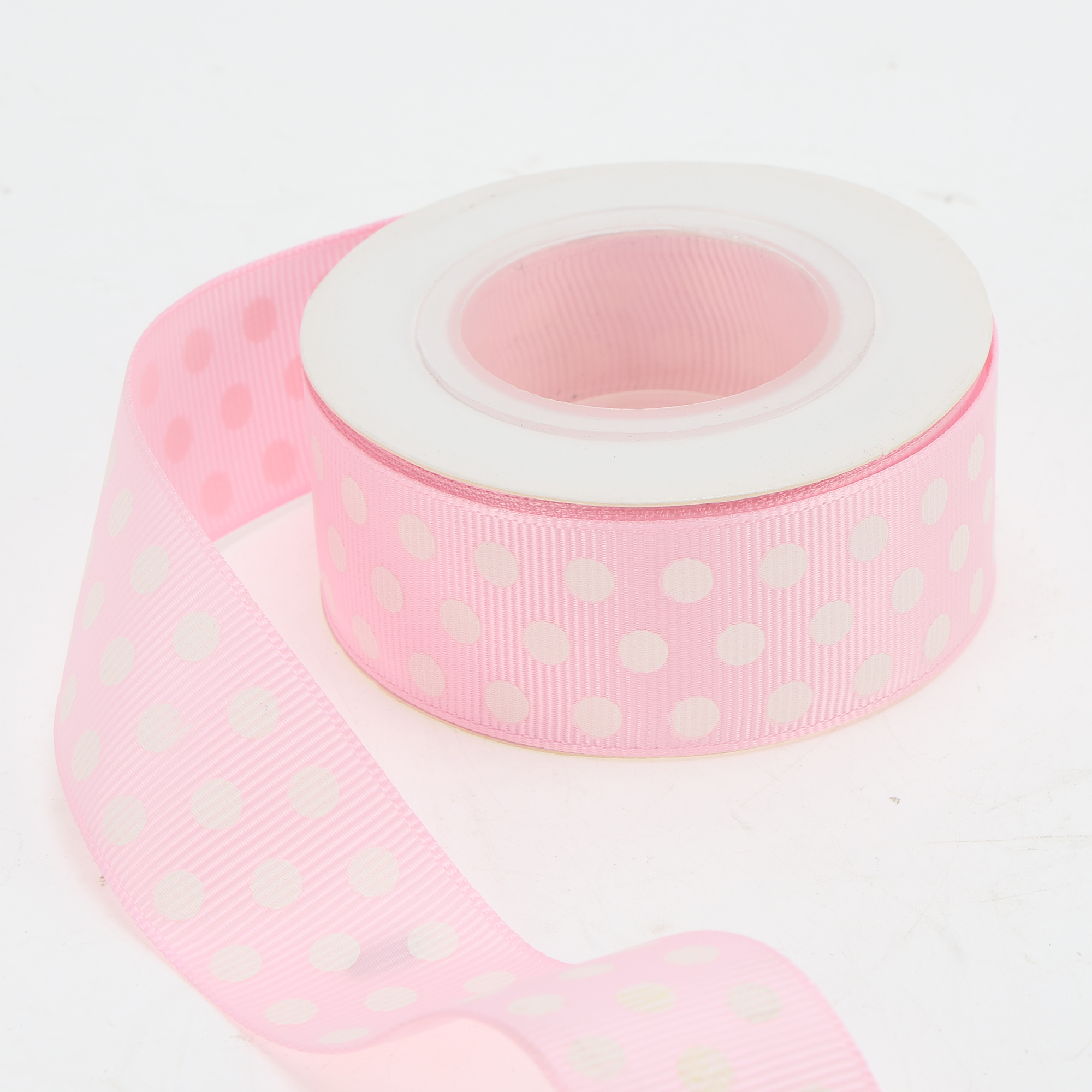 Unique Bargains 0.98"x29.53' Polka Dots Gift Wrapping Ribbon for Crafts 1Pc Light Pink