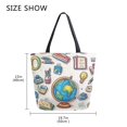 thumbnail image 5 of FORMRS Womens Canvas Tote Bag with Zipper Inner Pocket Shoulder Handbag, Beige School, 5 of 7