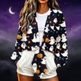 thumbnail image 2 of Gamivast Open Front Cardigan for Women Tie Knot Long Sleeve Shrugs Witch Hat Print Lightweight Cropped Tops Halloween Cover Up for Fall Festival Holiday Outfits, 2 of 6