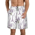 thumbnail image 2 of Uemuo Lavender Flowers Pattern Men's Swim Trunks Hawaiian Beach Bathing Suit Swimsuits Beach Quick-Dry Shorts with Pockets-XX-Large, 2 of 9
