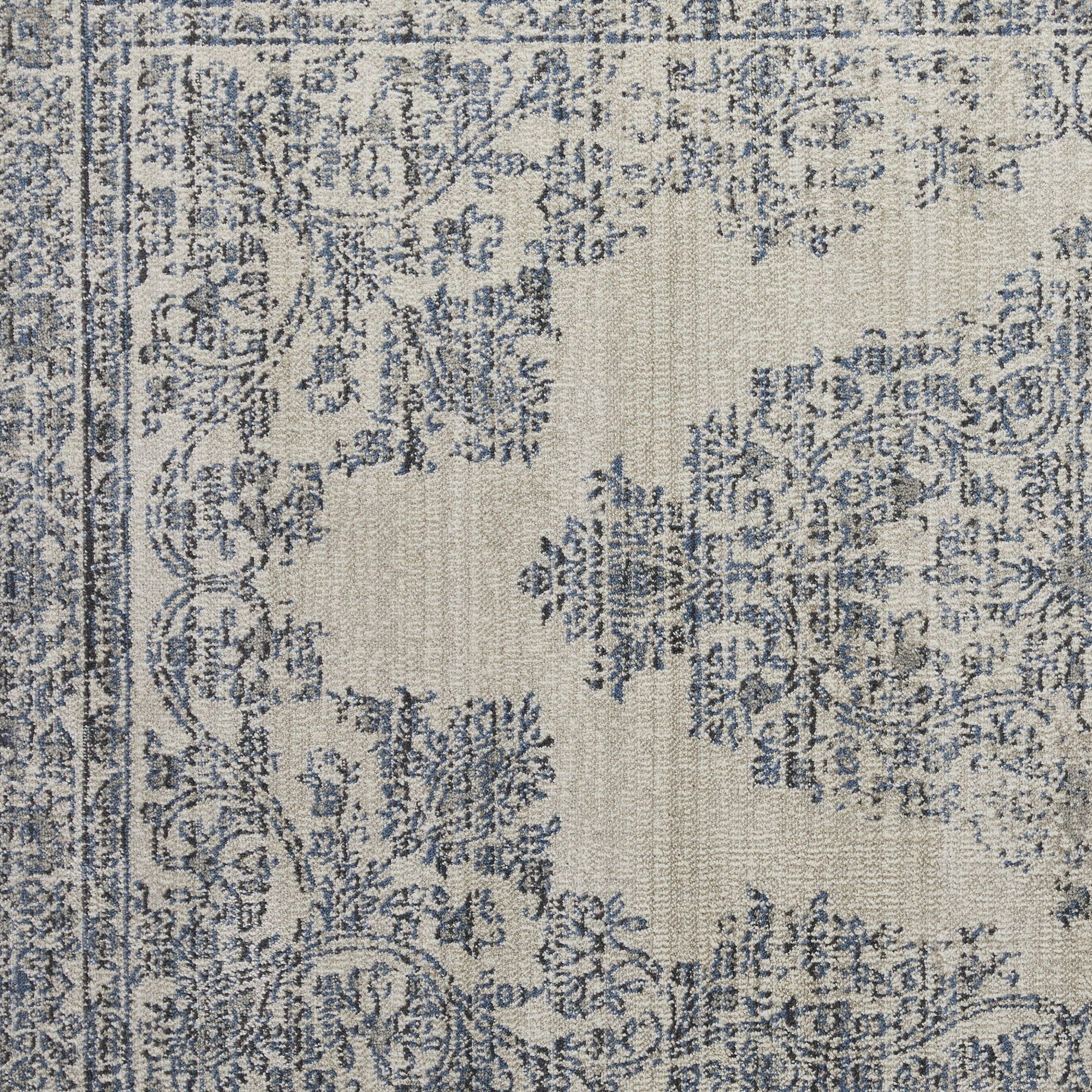 Loomaknoti Celena Amiber 2' x 3' Oriental Indoor Runner Rug , Cream/Blue