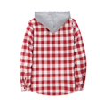 thumbnail image 3 of Men's Plaid Long Sleeve Shirt Men's Pocket Button Hooded Sweatshirt, 3 of 3