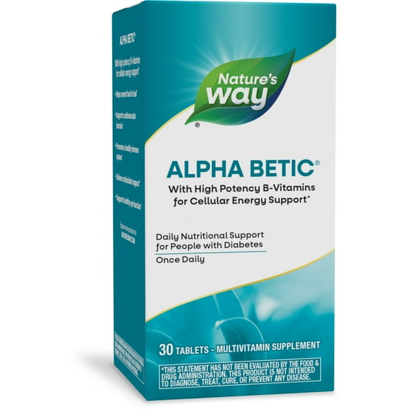 Nature's Way Alpha Betic Unisex Daily Diabetic Multivitamin Tablets with B-Vitamins, 30 Ct
