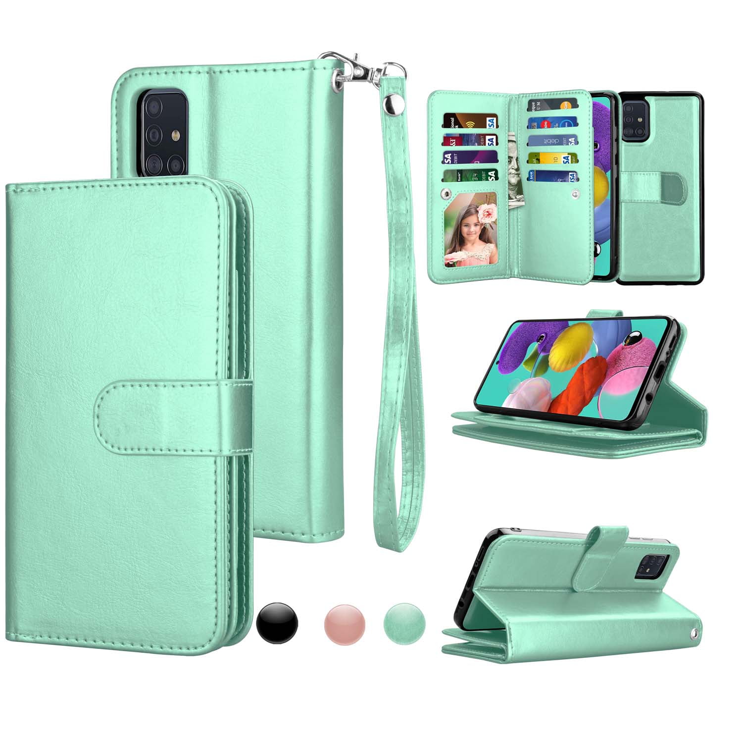 PU Leather Shockproof Notebook Wallet Butterfly Phone Case with Kickstand Card Slots Magnetic Soft TPU Bumper Flip Folio Protective Cover for Samsung Galaxy A71 black Samsung Galaxy A71 Case