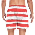 thumbnail image 2 of ALAZA Men's Swim Trunks Beach Shorts Red and White Stripes Lightweight Athletic Bathing Suits XL, 2 of 9