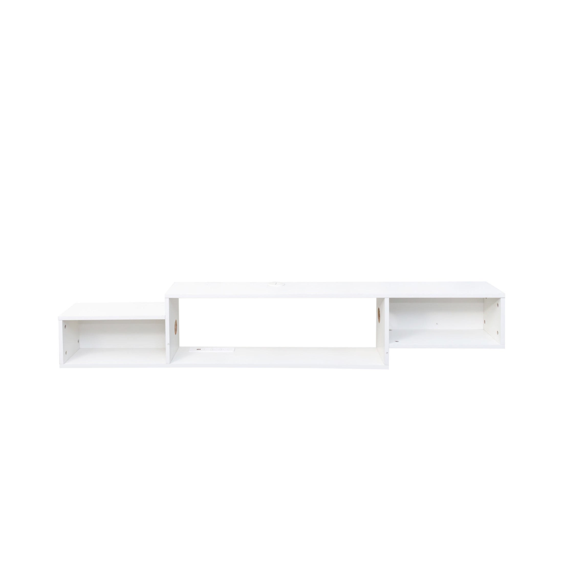 Noble House Brynn 65.35" Floating TV Stand, 20-Color LED with Remote, Charging Station, Wall-Mounted Shelf, White