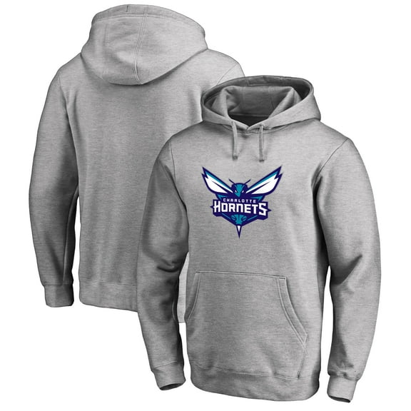 Men's Heather Gray Charlotte Hornets Primary Logo Pullover Hoodie