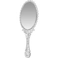 thumbnail image 3 of Vintage Embossed Oval Floral Makeup Mirror Hand Mirror Silver Co, 3 of 5