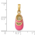 thumbnail image 2 of FJC Finejewelers 14k Yellow Gold 3d Baby Shoe with Pink Enamel (girl Style) Charm, 2 of 5