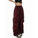 thumbnail image 3 of Pantalones Cargo para Mujer, Pantalones Casuales de Senderismo, Pantalones Holgados Y2K de Cintura Alta con Múltiples Bolsillos Vino Tinto S, 3 of 8
