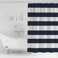 thumbnail image 3 of Nautical Stripe Design Fabric Shower Curtain - Navy and White 72" x 84" Long Shower Curtain Set with Hooks Waterproof Polyester Fabric, 3 of 6