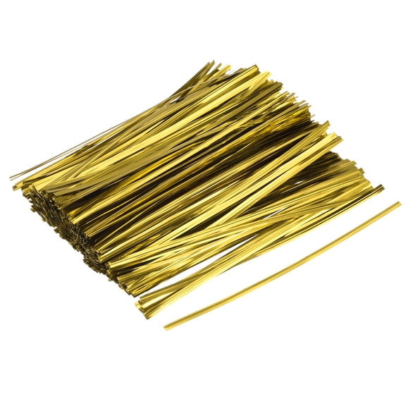 Uxcell Foil Twist Ties 6" Plastic Closure Tie for Tying Bread, Candy, Cookies, Gift Bags, Gold Tone 750 Pack