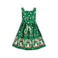 thumbnail image 2 of Girls Dress Christmas Reindeer Gingerbread Man Petal Collar Green 6 Years, 2 of 6