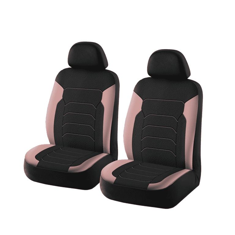Faux Leather Seat Covers, Pink Black Two-Tone, 2-Piece photo 1