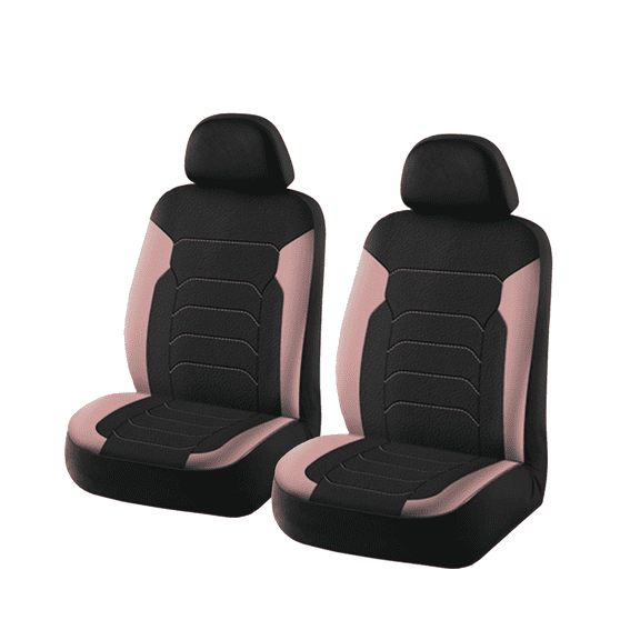 Auto Drive Faux Leather Seat Cover, 2-Piece, Pink Black Two-Tone
