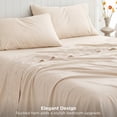 thumbnail image 3 of U by Bedsure Queen Sheets Set, 4 Pieces Deep Pockets Cooling Soft Polyester Microfiber Bed Sheets Set, Ivory, 3 of 10