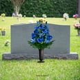 thumbnail image 3 of Sympathy Silks Artificial Cemetery Flowers Blue Gladiolus Rose and Lily Bouquet for Vase, 3 of 8
