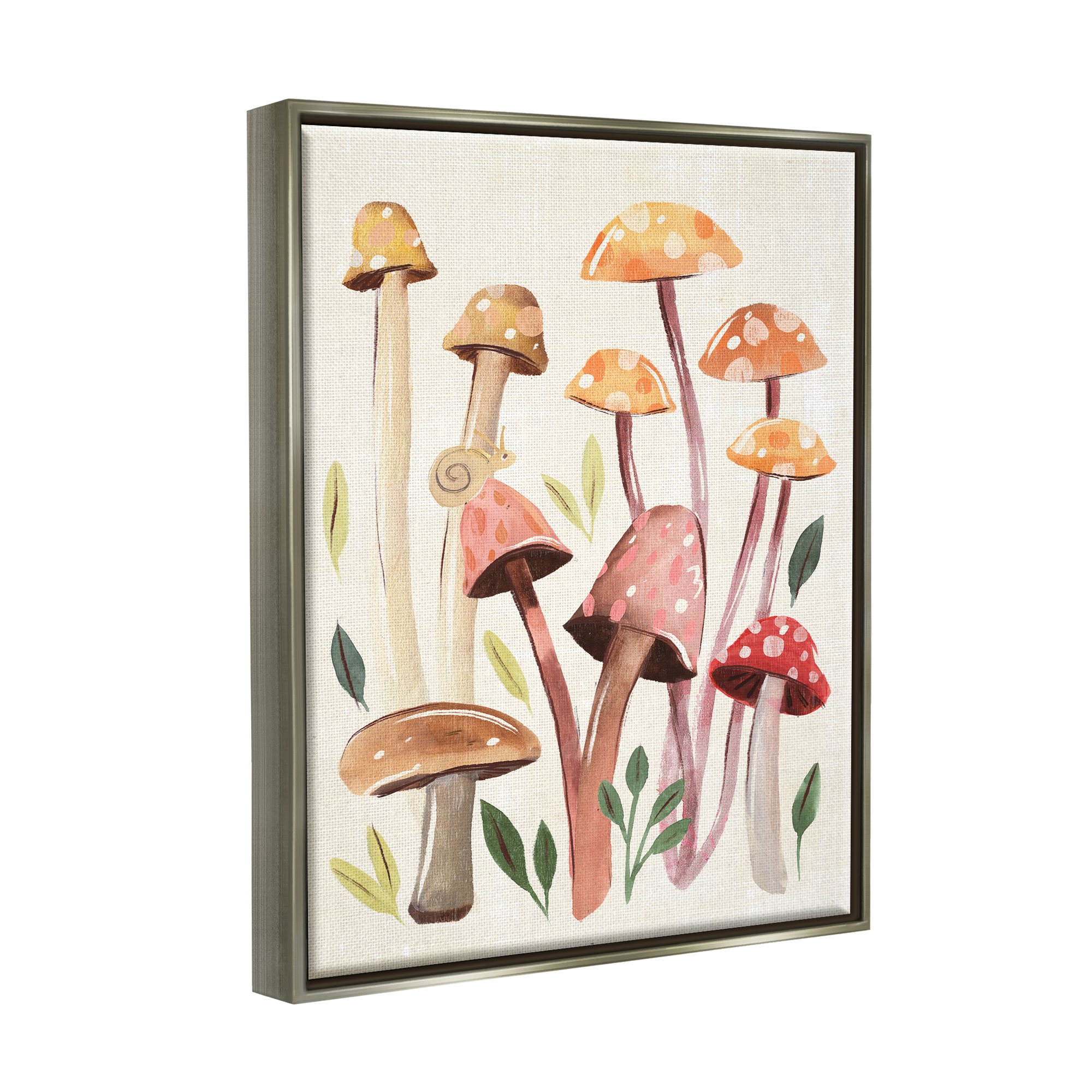 Stupell Industries Forest Mushrooms Sprouting Nature Botanical & Floral Painting Gray Floater Framed Art Print Wall Art