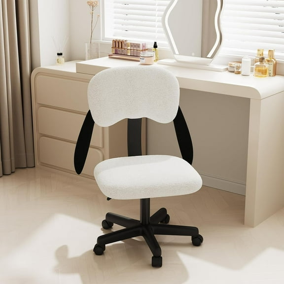 Puppy Shaped Back Desk Chair, Adjustable Comfy Swivel Computer Chairs with Wheels for , Cute Girls Students Vanity Chair for Bedroom Study