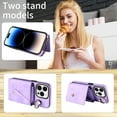 thumbnail image 5 of Compatible with iPhone 15 Pro Wallet Cover, with Crossbody Shoulder Strap and Stand PU Leather Credit Card Holder Cell Accessories Phone Cover for iPhone 15 Pro - Purple, 5 of 14