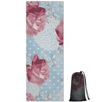 Pioneer Flower Floral Print Pattern Hot Yoga Mat Towel Non Slip for Hot Yoga - Quick-Drying Yoga Mat Cover with 4 Corner Pockets with Travel Bag - Hot Yoga Towel Non Slip 74"x26"