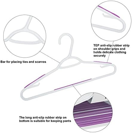 30 Pack Bendable Plastic Hangers Light-Weight Non-Slip Clothes/Suit Hangers (Purple)