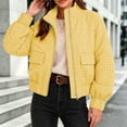 thumbnail image 4 of ZHYou Womens Gingham Cropped Puffer Jackets Long Sleevse Stand Collar Zipper Up Casual Short Plaid Padded Coats with Flap Pockets, 4 of 8