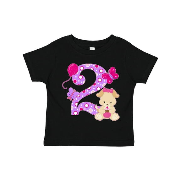 Inktastic Second Birthday with Cute Puppy and Butterflies Boys or Girls Toddler T-Shirt