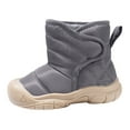thumbnail image 3 of Quealent Baby Boys Girls Winter Warm Shoes Cozy Fleece Snow Boots Toddler Non-Slip Walking Shoes Infant Outdoor Water Resistance Faux Furry Booties Gray for Size 6, 3 of 5