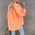 thumbnail image 4 of SWSMCLT Women's Button Down Shirt Denim Shacket Long Sleeve Button Raw Hem Winter Outerwear Top Fall Spring Casual Orange X-Large, 4 of 4