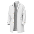 thumbnail image 5 of Maqroz Mens Single Breasted Trench Coat Mid Length Casual Business Overcoat Lapel Collar Windbreaker Fall Winter Warm Jacket with Button Cuffs, (White,L), 5 of 9